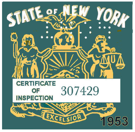 (image for) 1953 New York INSPECTION Sticker